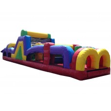 Pogo 40' Retro Commercial Inflatable Obstacle Course with Blower Kids Bouncy Jumper   